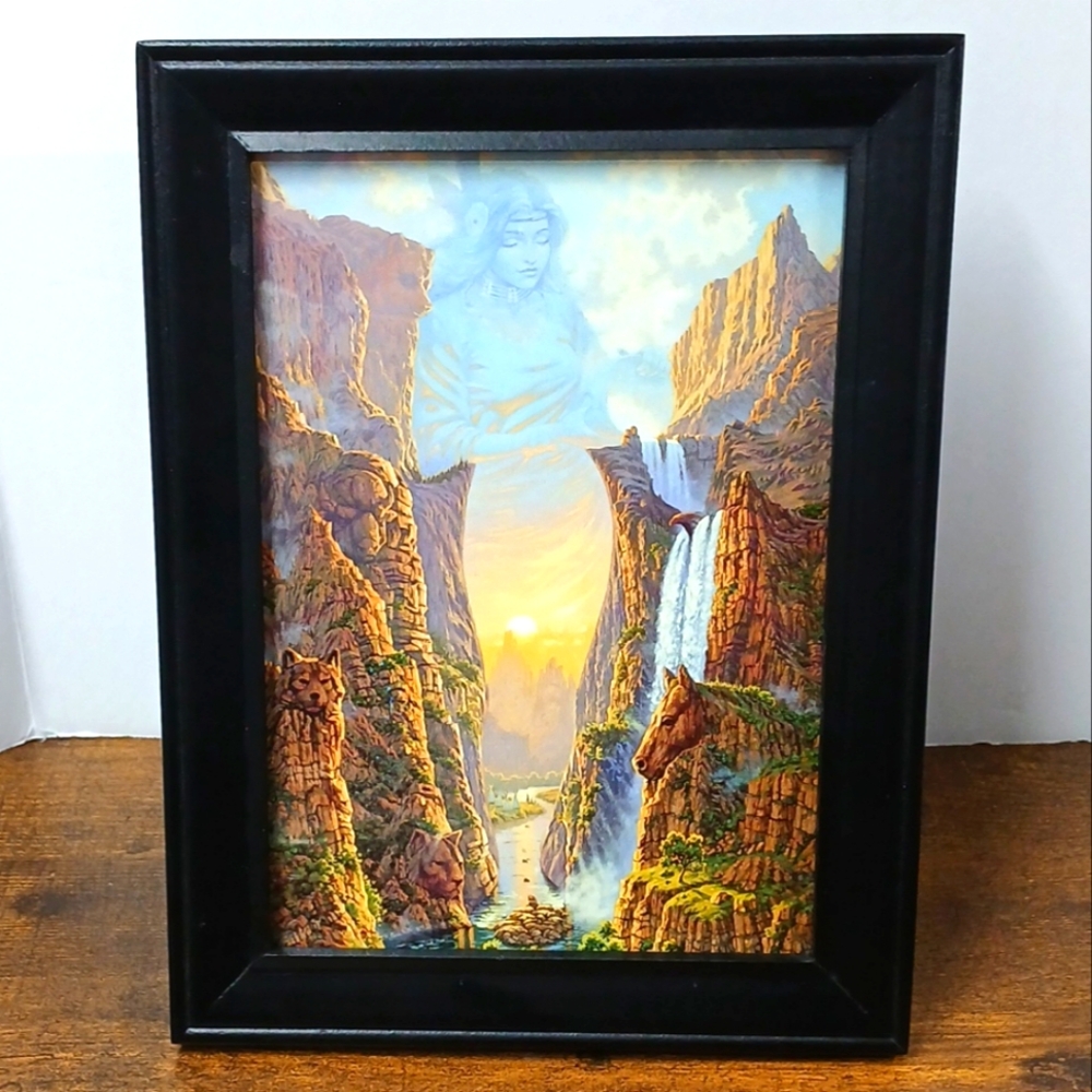 CANYON INDIAN MAIDEN Framed Blank Notecard - by Jonathan Earl Bowser, Native